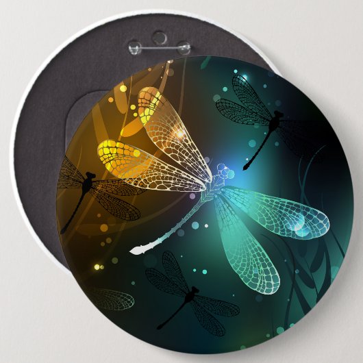 Grüner Libellenflug Button (Vorne & Hinten)