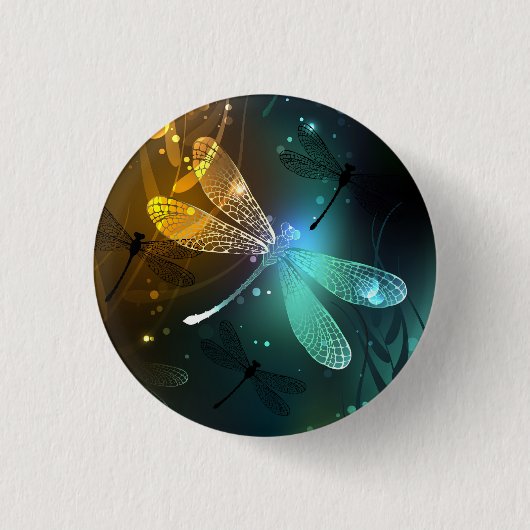 Grüner Libellenflug Button (Vorderseite)