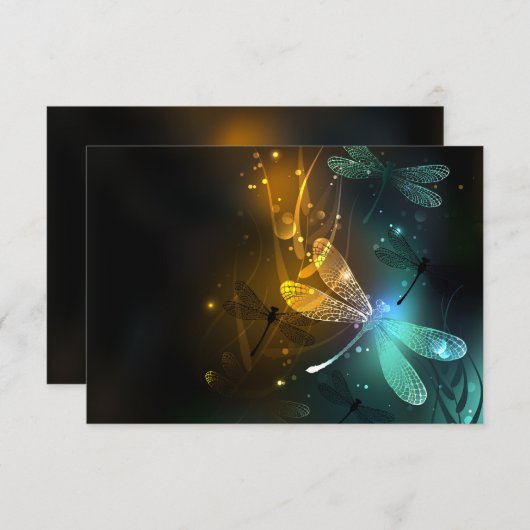 Grüner Libellenflug Dankeskarte (Vorne/Hinten)