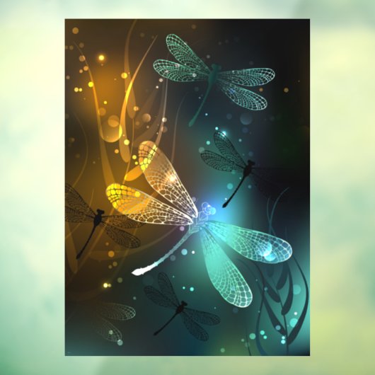 Grüner Libellenflug Fensteraufkleber (Blatt 3)