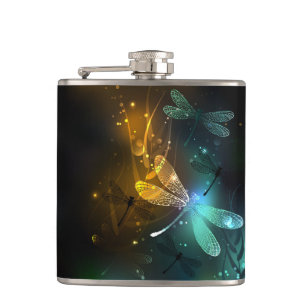 Grüner Libellenflug Flachmann