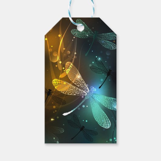 Grüner Libellenflug Geschenkanhänger (Vorderseite)