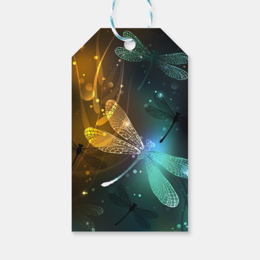 Grüner Libellenflug Geschenkanhänger (Rückseite)