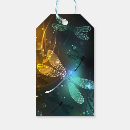 Grüner Libellenflug Geschenkanhänger (Vorderseite)