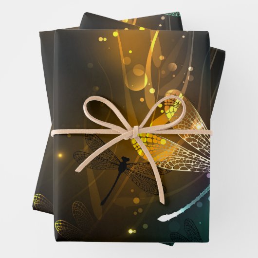 Grüner Libellenflug Geschenkpapier Set (Beispiel)