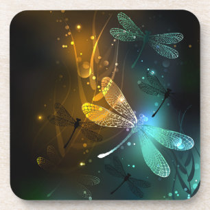 Grüner Libellenflug Getränkeuntersetzer