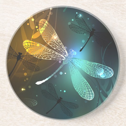 Grüner Libellenflug Getränkeuntersetzer (Vorne)