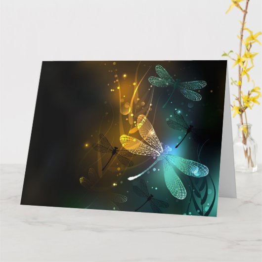 Grüner Libellenflug Karte (Gelbe Blume)