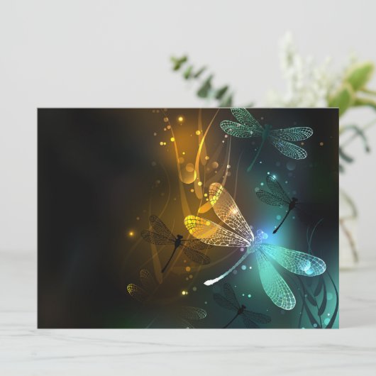 Grüner Libellenflug Karte (Stehend Vorderseite)