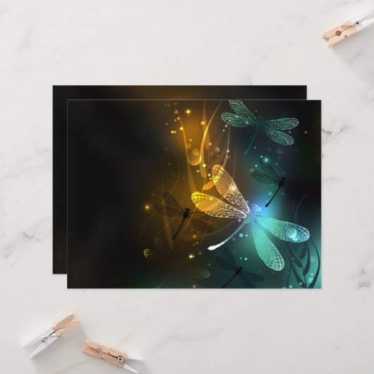 Grüner Libellenflug Karte (Vorderseite/Rückseite Beispiel)