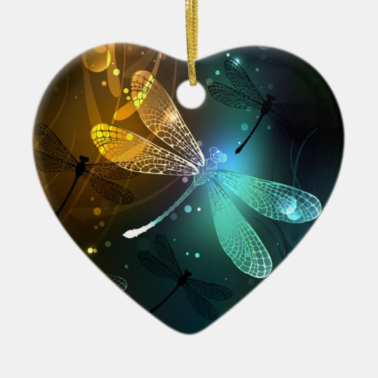 Grüner Libellenflug Keramik Ornament (Vorne)