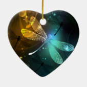 Grüner Libellenflug Keramik Ornament (Hinten)