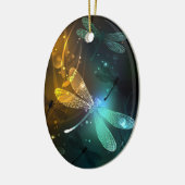 Grüner Libellenflug Keramik Ornament (Links)