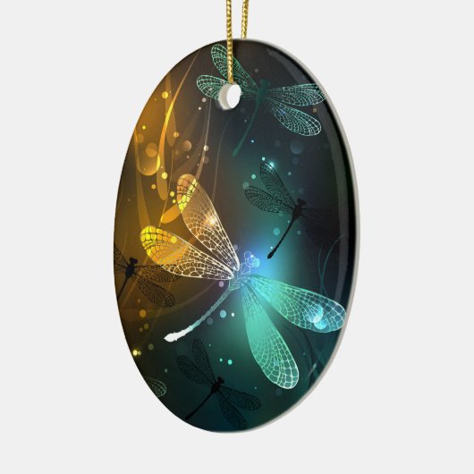 Grüner Libellenflug Keramik Ornament (Links)