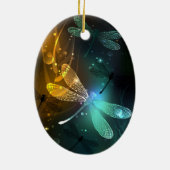 Grüner Libellenflug Keramik Ornament (Hinten)