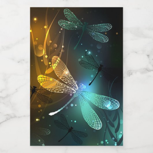 Grüner Libellenflug Lebensmitteletikett (Einzelnes Label)