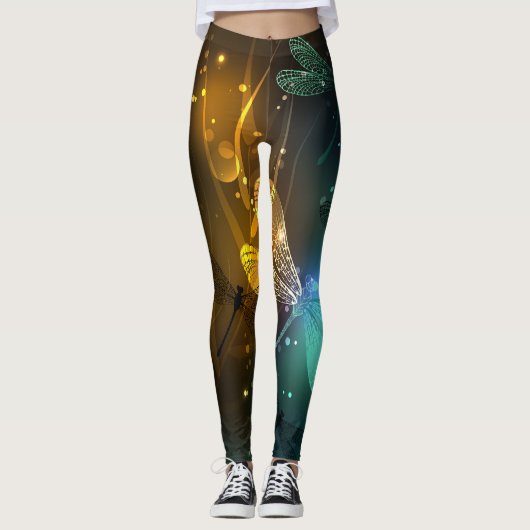 Grüner Libellenflug Leggings (Vorderseite)