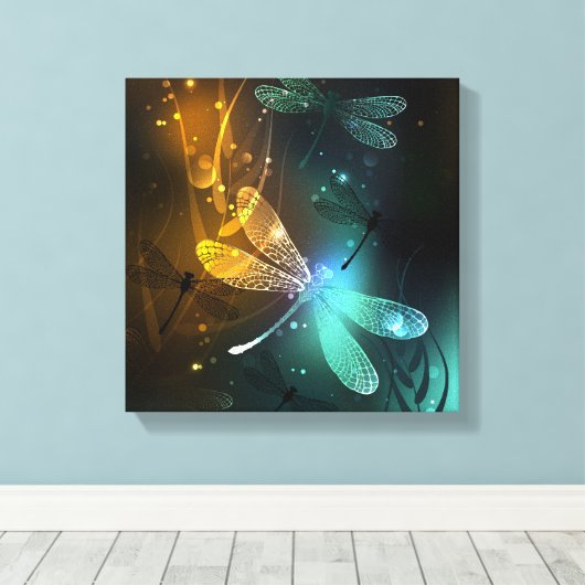 Grüner Libellenflug Leinwanddruck (Insitu (Holzboden))