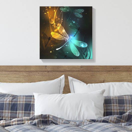 Grüner Libellenflug Leinwanddruck (Insitu (Schlafzimmer))