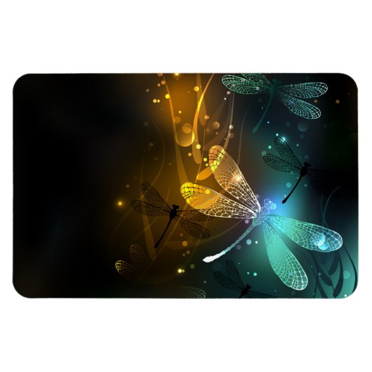 Grüner Libellenflug Magnet (Horizontal)