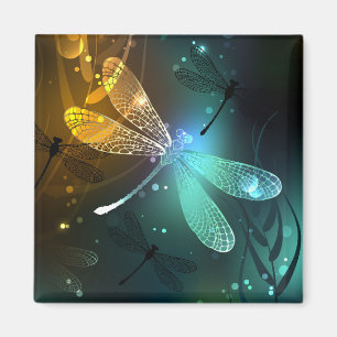 Grüner Libellenflug Magnet