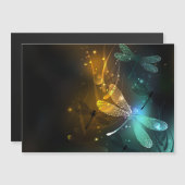 Grüner Libellenflug Magneteinladung (Vorne/Hinten)