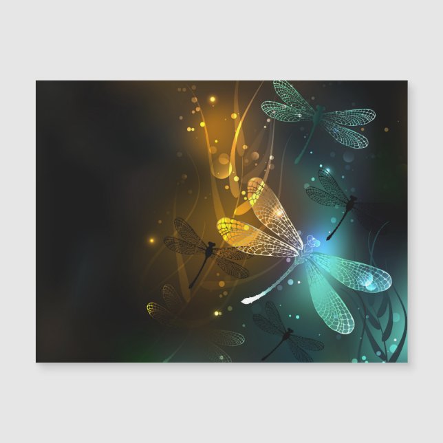 Grüner Libellenflug Magnetkarte (Vorderseite)