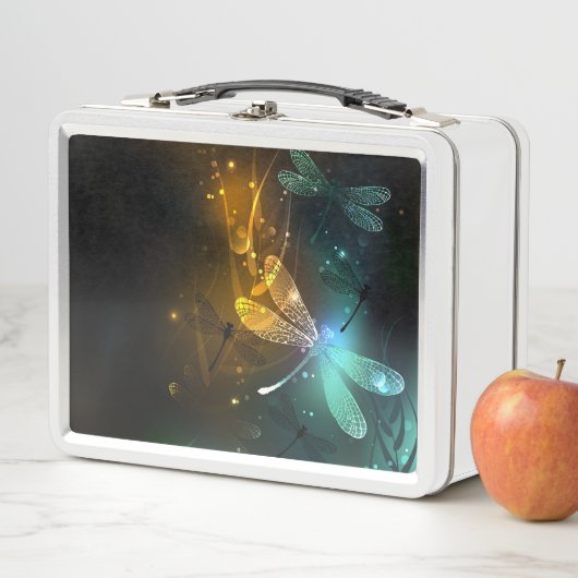 Grüner Libellenflug Metall Brotdose (Beispiel)