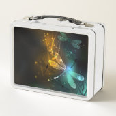 Grüner Libellenflug Metall Brotdose (Rückseite)