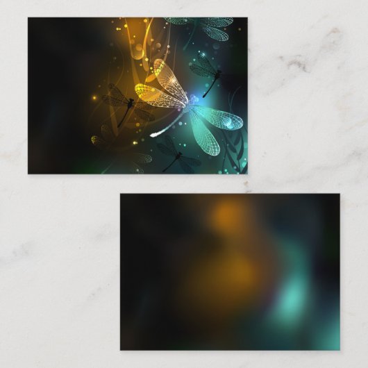 Grüner Libellenflug Mitteilungskarte (Vorne/Hinten)