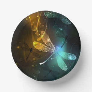 Grüner Libellenflug Pappteller