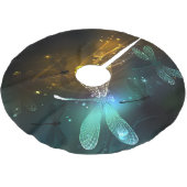 Grüner Libellenflug Polyester Weihnachtsbaumdecke (Schrägansicht)