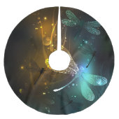 Grüner Libellenflug Polyester Weihnachtsbaumdecke (Vorderseite)