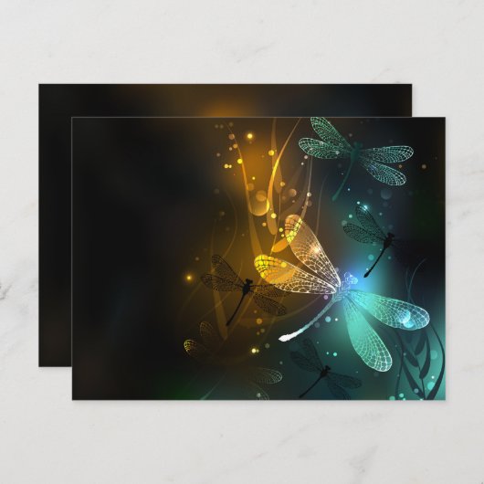 Grüner Libellenflug Postkarte (Vorne/Hinten)