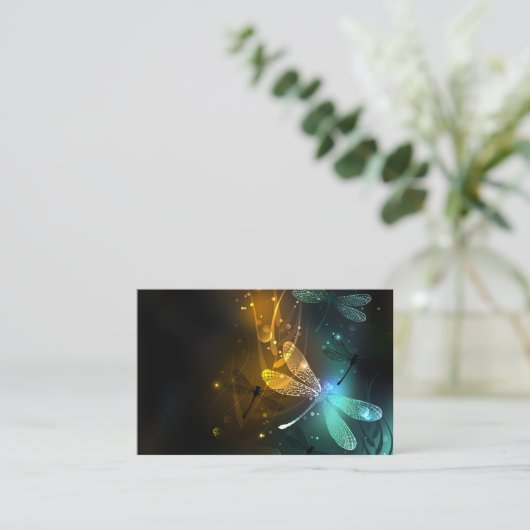 Grüner Libellenflug Rabattkarte (Stehend Vorderseite)