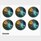 Grüner Libellenflug Runder Aufkleber (Blatt)