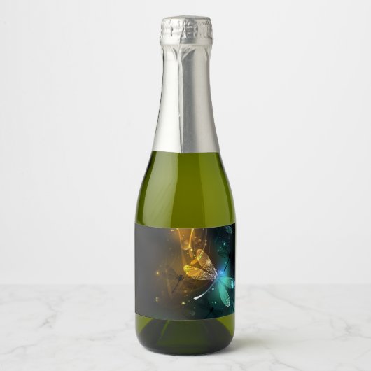 Grüner Libellenflug Schaumweinetikett (Vorderseite)