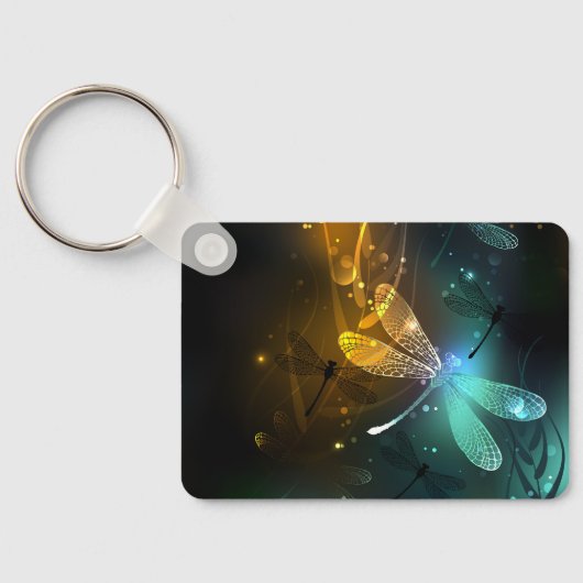 Grüner Libellenflug Schlüsselanhänger (Rückseite)