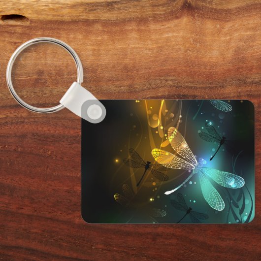 Grüner Libellenflug Schlüsselanhänger (Rückseite)