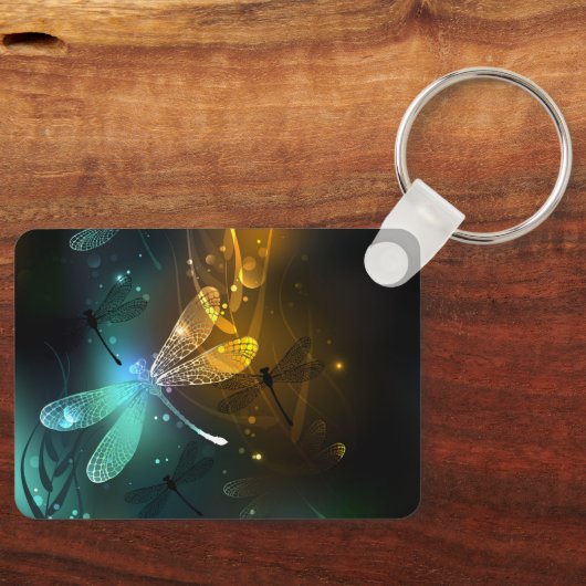 Grüner Libellenflug Schlüsselanhänger (Vorderseite)