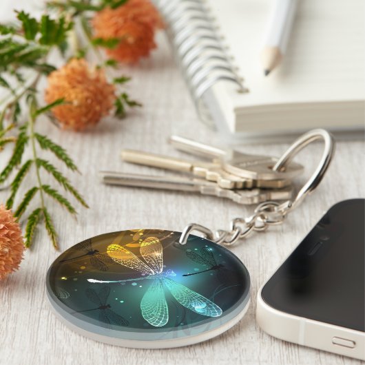 Grüner Libellenflug Schlüsselanhänger (Vorderseite rechts)