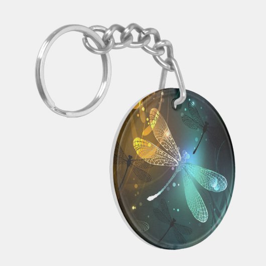 Grüner Libellenflug Schlüsselanhänger (Vorderseite links)