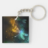 Grüner Libellenflug Schlüsselanhänger (Rückseite)