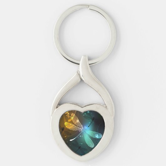 Grüner Libellenflug Schlüsselanhänger (Vorderseite)