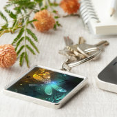 Grüner Libellenflug Schlüsselanhänger (Seite)