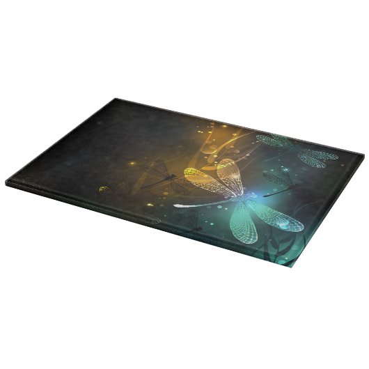 Grüner Libellenflug Schneidebrett (Ecke)