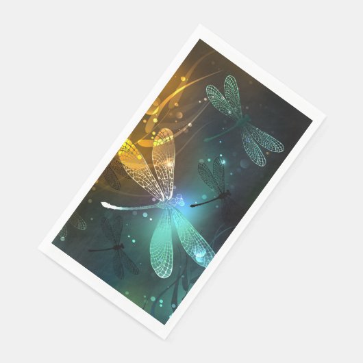Grüner Libellenflug Serviette (Ecke)