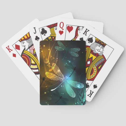 Grüner Libellenflug Spielkarten (Rückseite)