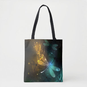 Grüner Libellenflug Tasche