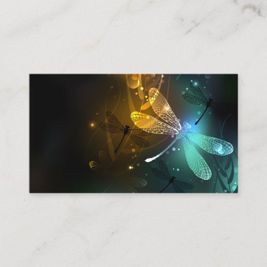 Grüner Libellenflug Telefonnummerkarte (Vorderseite)